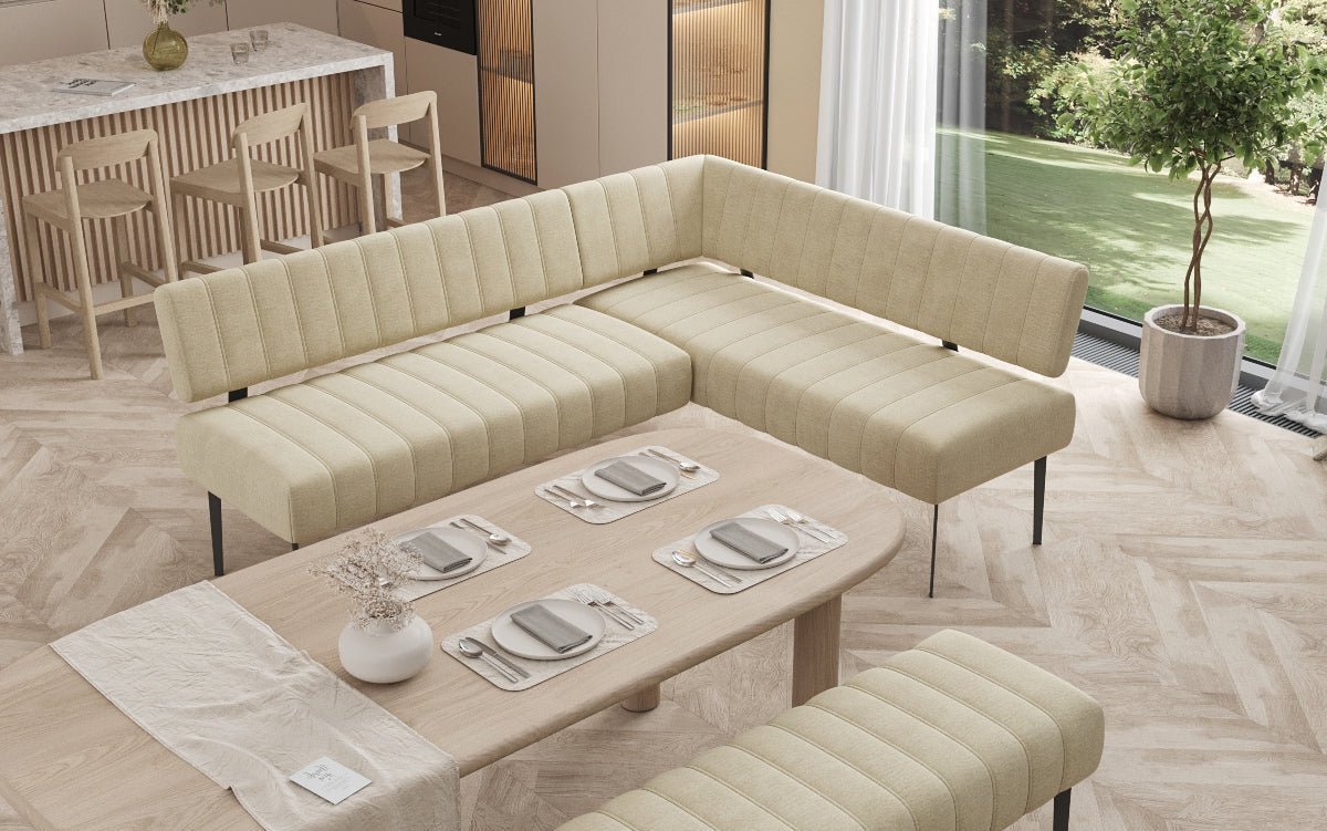 Súprava rohová sedačka Montero z vodoodpudivého zamatového materiálu s kovovými nohami