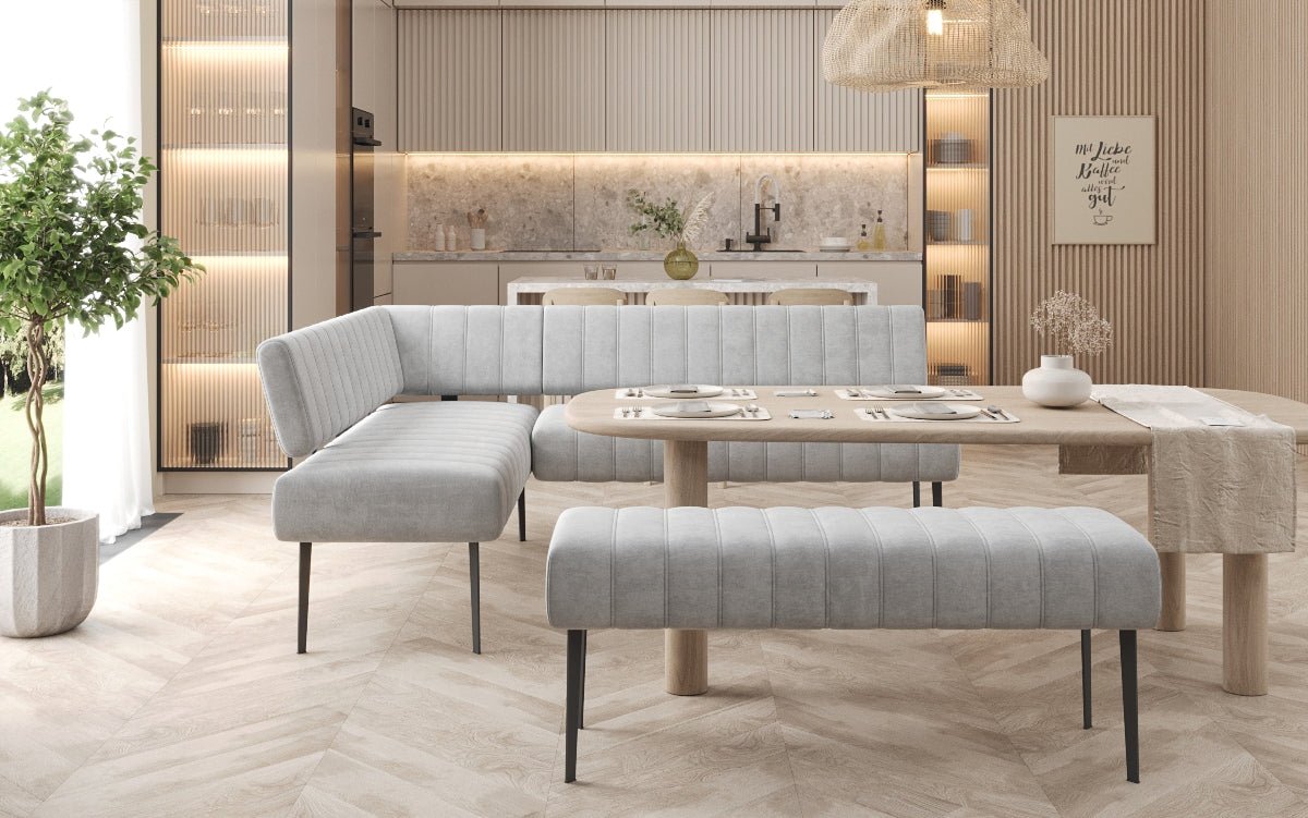 Súprava rohová sedačka Montero z vodoodpudivého zamatového materiálu s kovovými nohami