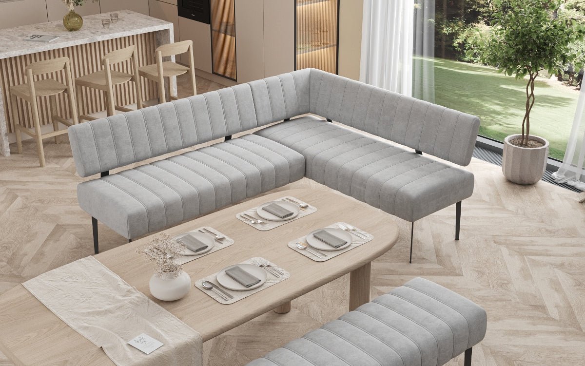 Súprava rohová sedačka Montero z vodoodpudivého zamatového materiálu s kovovými nohami