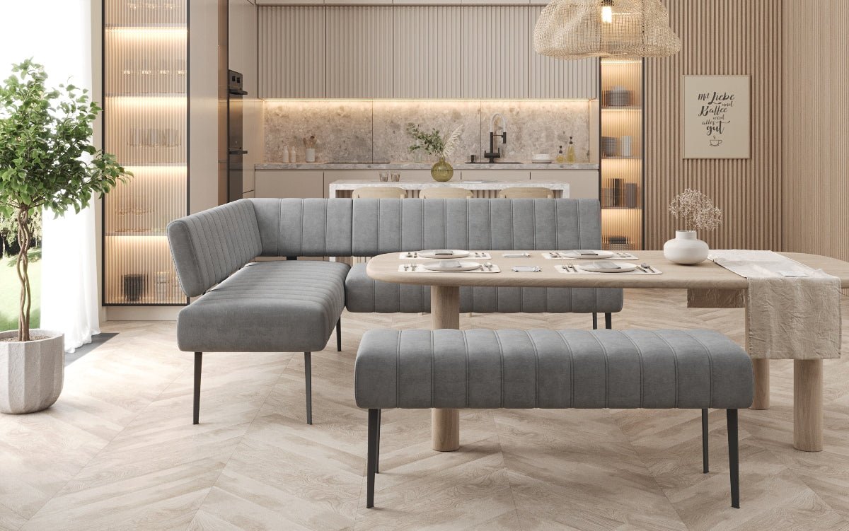 Súprava rohová sedačka Montero z vodoodpudivého zamatového materiálu s kovovými nohami