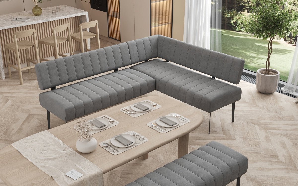 Súprava rohová sedačka Montero z vodoodpudivého zamatového materiálu s kovovými nohami