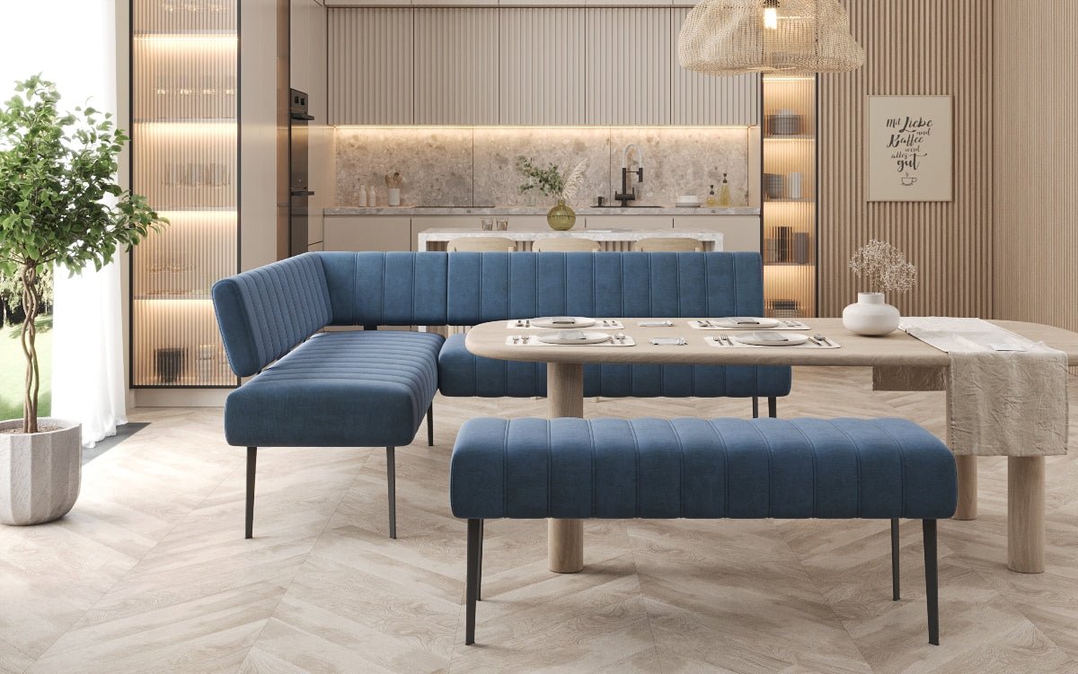 Súprava rohová sedačka Montero z vodoodpudivého zamatového materiálu s kovovými nohami