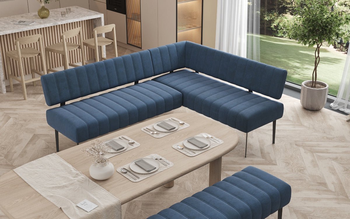 Súprava rohová sedačka Montero z vodoodpudivého zamatového materiálu s kovovými nohami