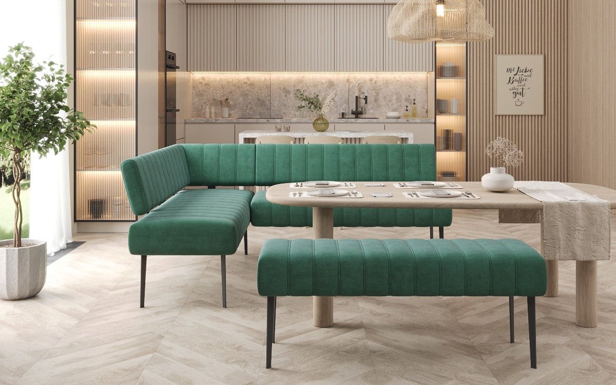 Súprava rohová sedačka Montero z vodoodpudivého zamatového materiálu s kovovými nohami