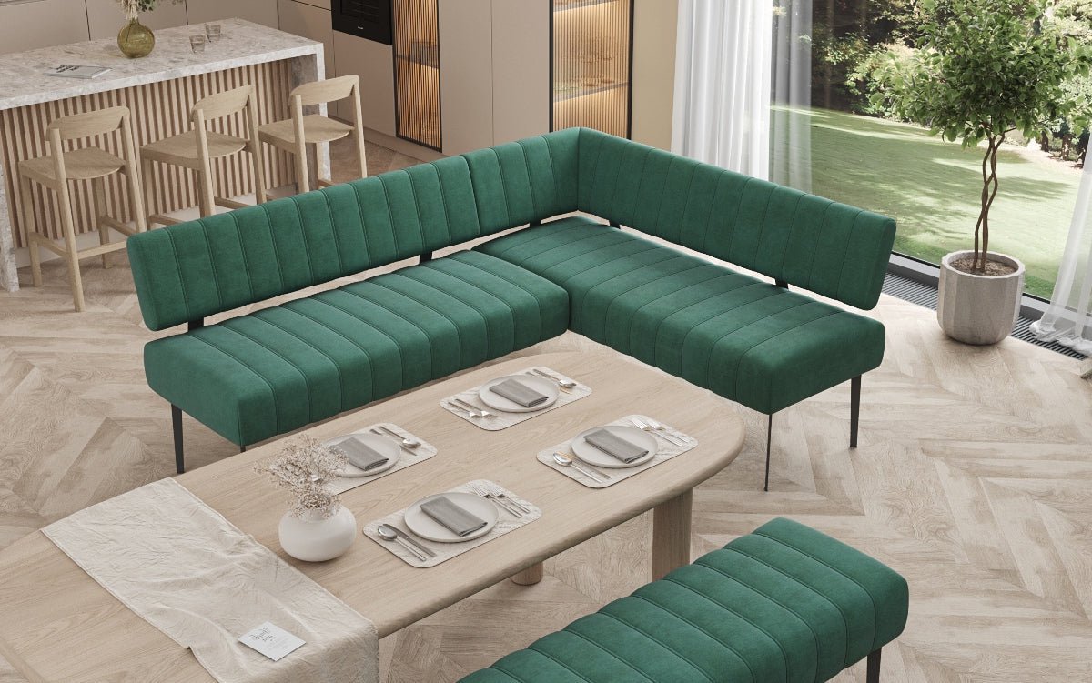 Súprava rohová sedačka Montero z vodoodpudivého zamatového materiálu s kovovými nohami