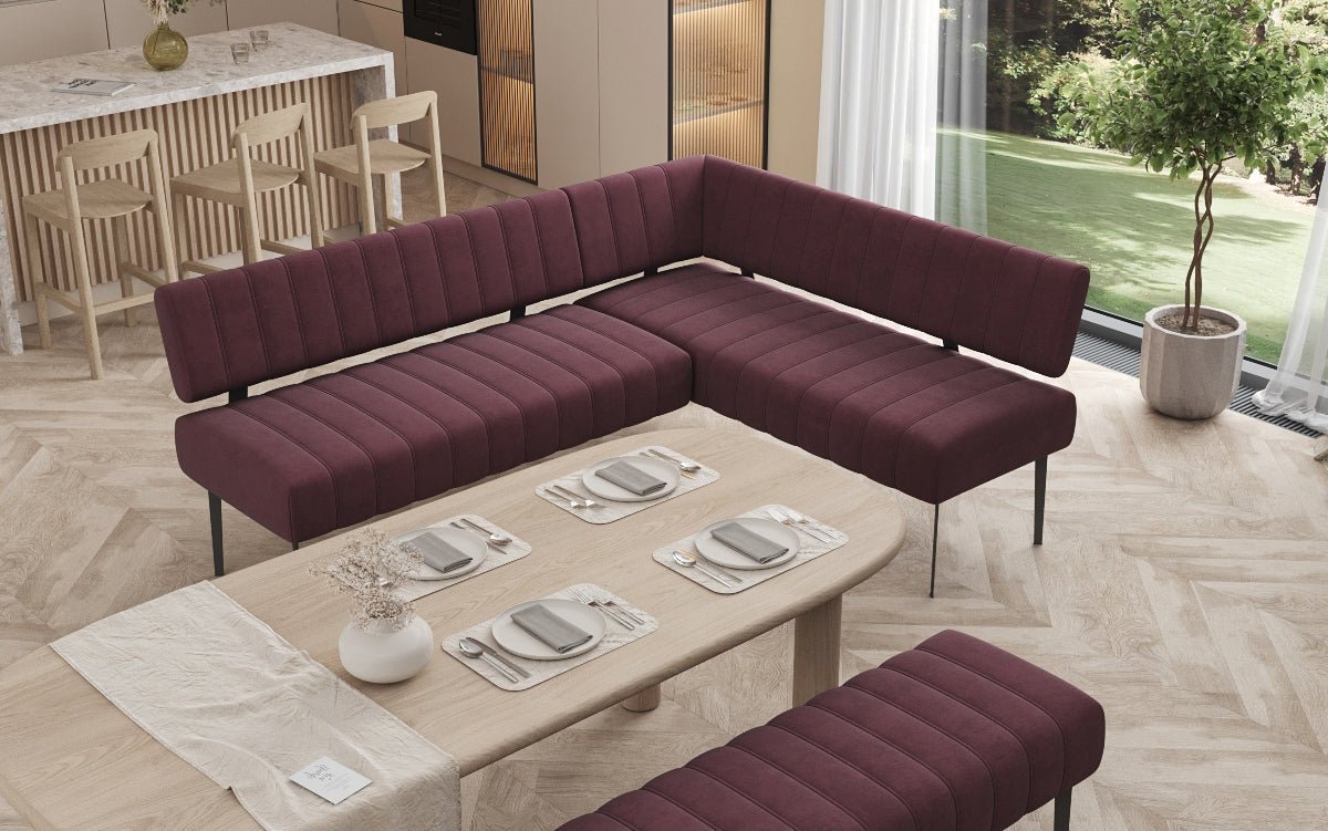 Súprava rohová sedačka Montero z vodoodpudivého zamatového materiálu s kovovými nohami