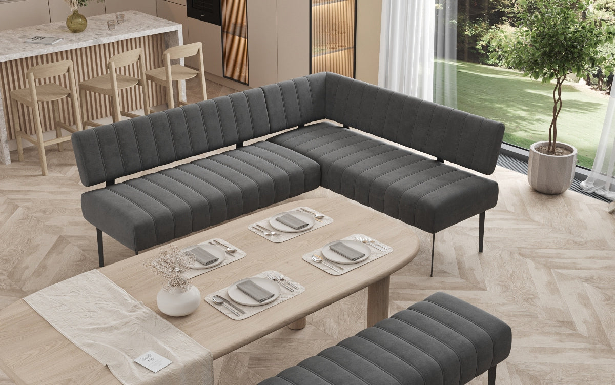 Gepolsterte Essbank Montero aus wasserabweisendem Samt mit Metallbeinen