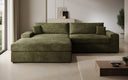 Designer Ecksofa Lugo in Cord – Olive – Links