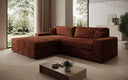 Designer Ecksofa Lugo in Cord – Terrakotta – Links