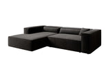 Designer Ecksofa Vasto in Strukturstoff – Schwarz – Links