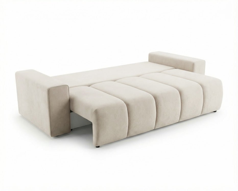 Designer 3 Sitzer Sofa Vena mit Stauraum und Schlaffunktion in Samt