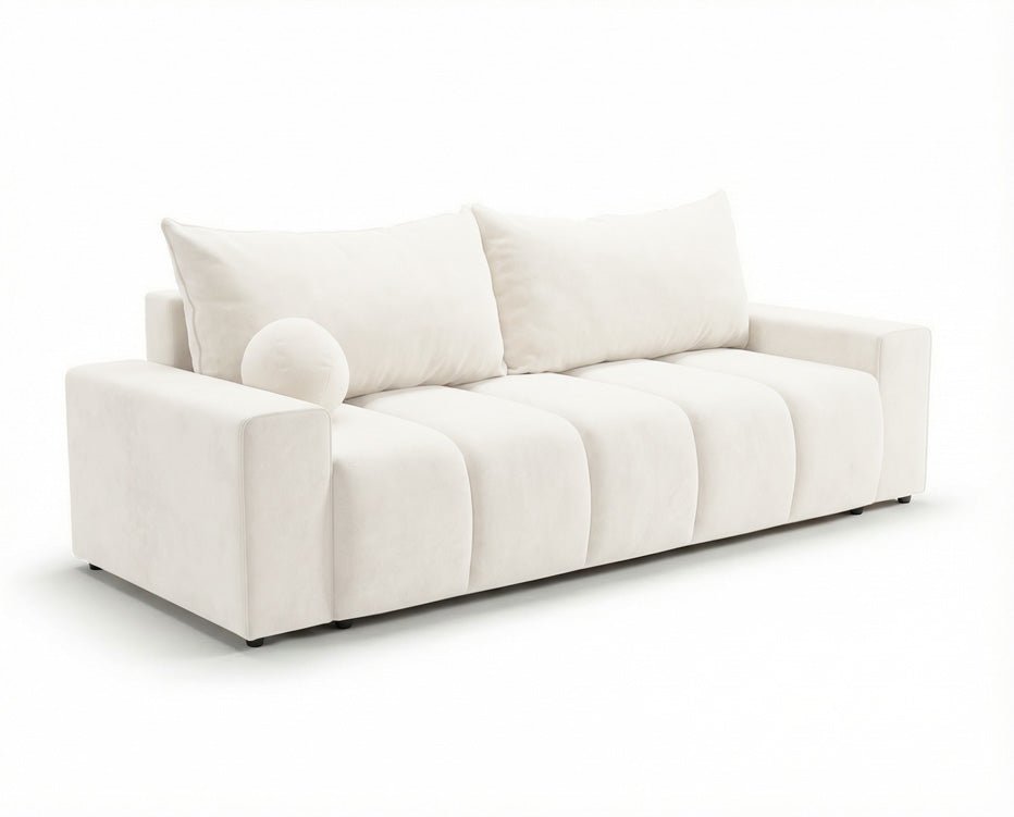 Designer 3 Sitzer Sofa Vena mit Stauraum und Schlaffunktion in Samt