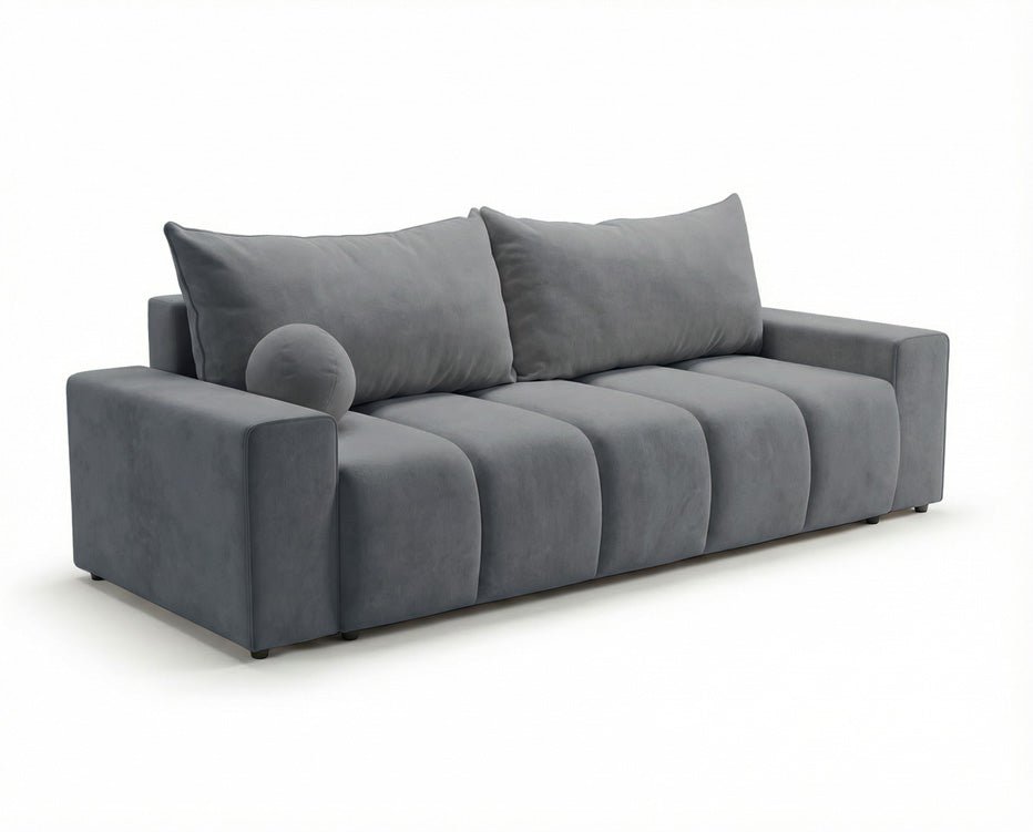Designer 3 Sitzer Sofa Vena mit Stauraum und Schlaffunktion in Samt