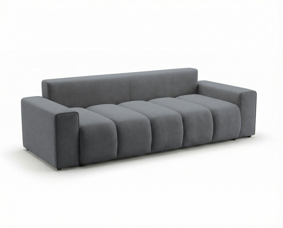 Designer 3 Sitzer Sofa Vena mit Stauraum und Schlaffunktion in Samt