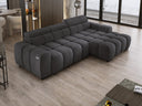 Designer Ecksofa Amalfi in Samt mit elektrischer Sitzerweiterung