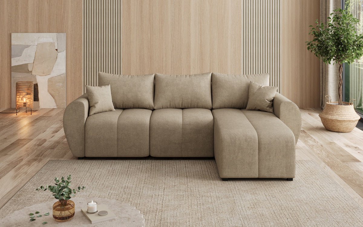 Dizajnová pohovka Sorella L s funkciou spania a sklápania v látke