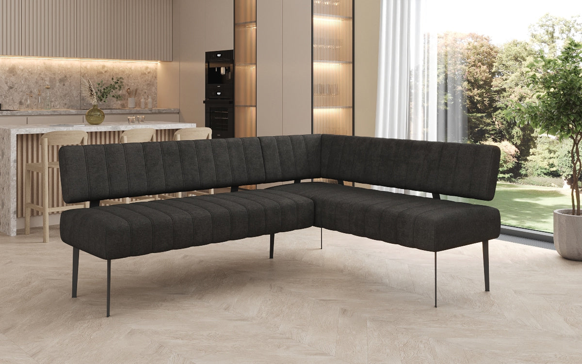 Čalúnená jedálenská lavica Montero z odolnej látky s kovovými nohami