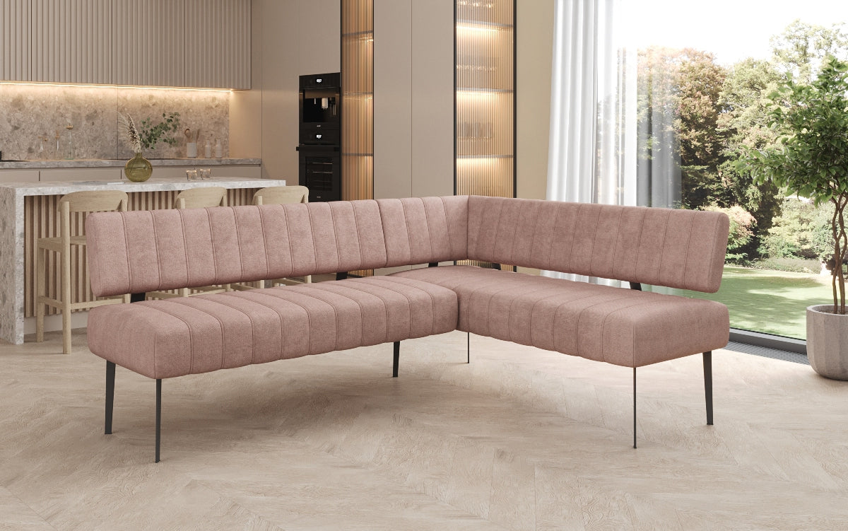 Čalúnená jedálenská lavica Montero z odolnej látky s kovovými nohami