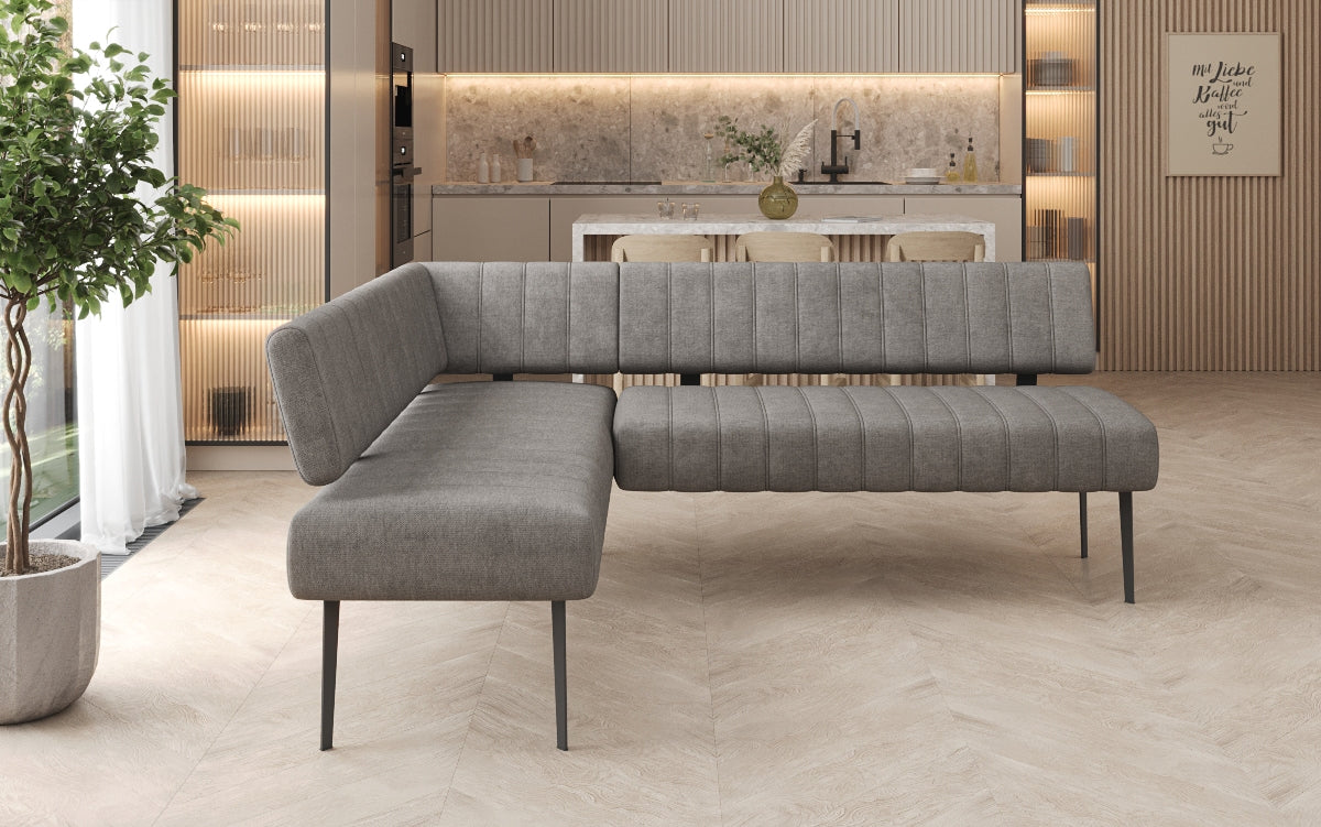 Čalúnená jedálenská lavica Montero z odolnej látky s kovovými nohami