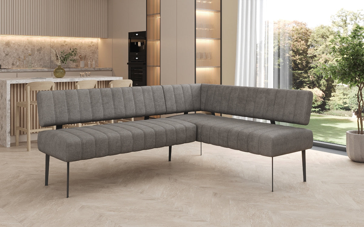 Čalúnená jedálenská lavica Montero z odolnej látky s kovovými nohami