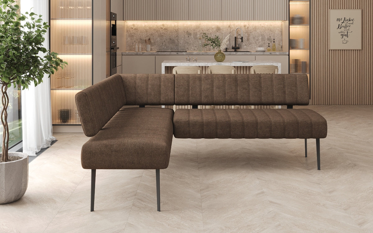 Čalúnená jedálenská lavica Montero z odolnej látky s kovovými nohami