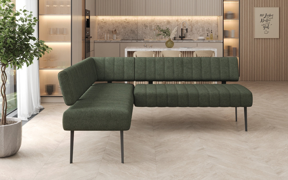 Čalúnená jedálenská lavica Montero z odolnej látky s kovovými nohami