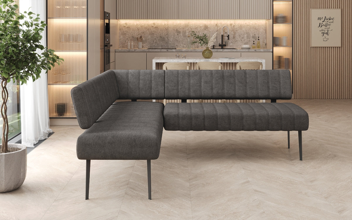 Čalúnená jedálenská lavica Montero z odolnej látky s kovovými nohami