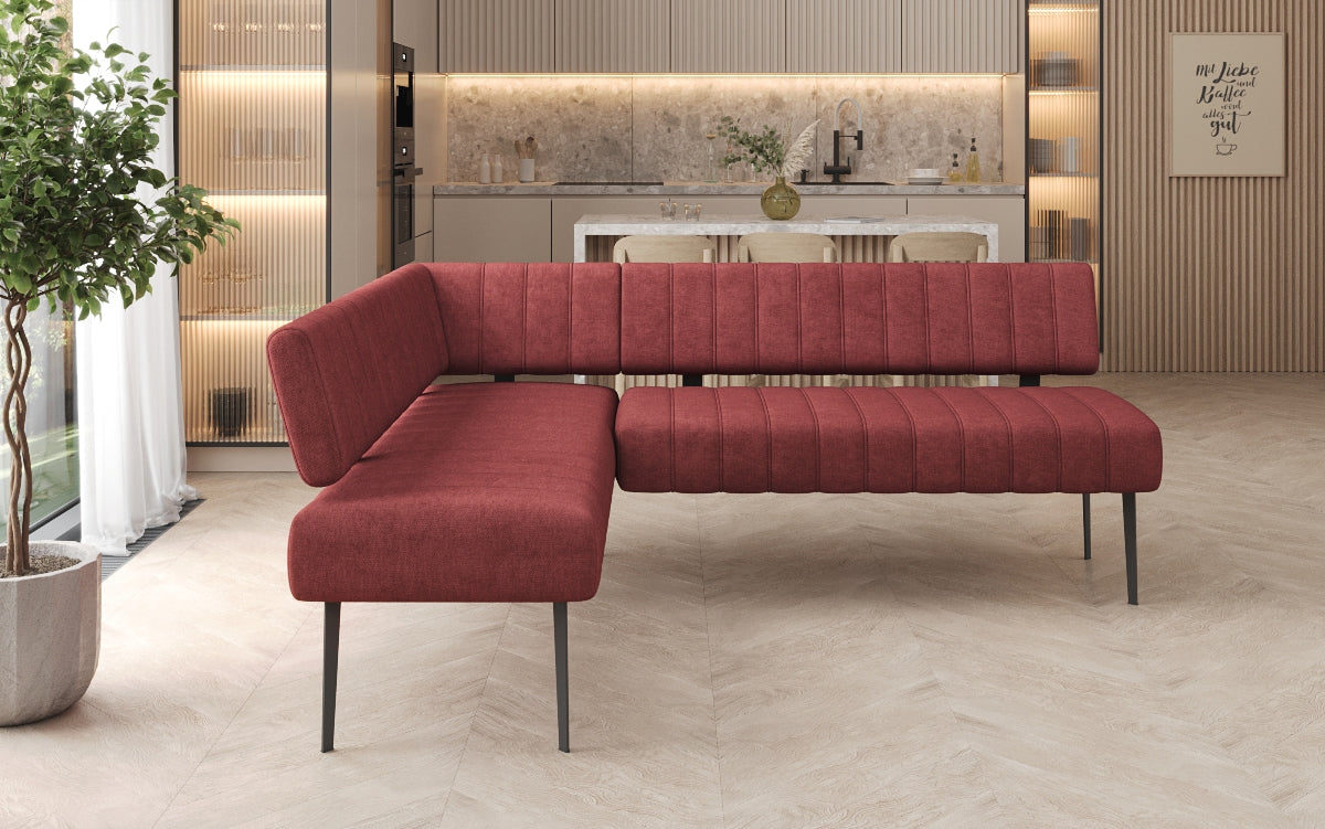 Čalúnená jedálenská lavica Montero z odolnej látky s kovovými nohami