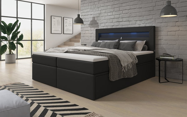 Boxspringbett Rinori mit LED, USB und Stauraum
