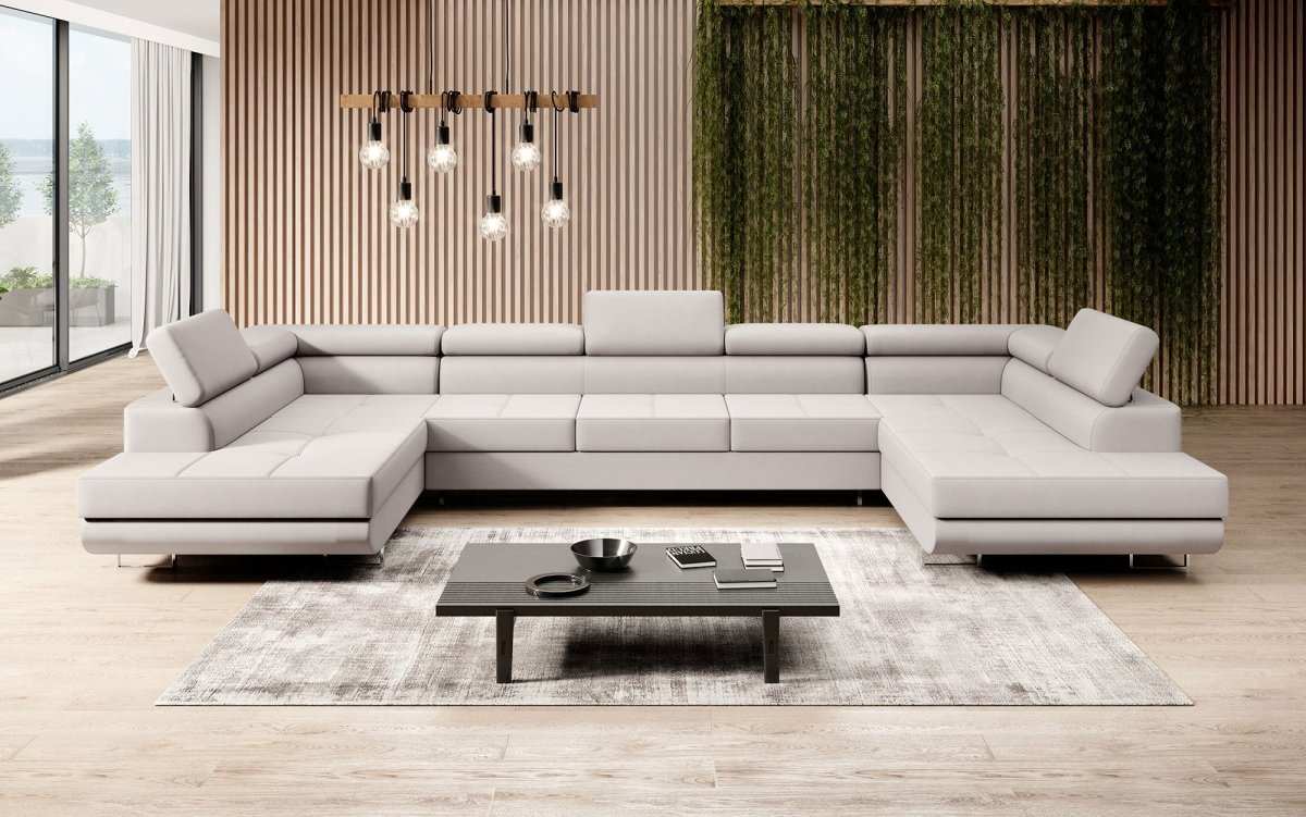 Designer Sofa Positano mit Schlaf- und Klappfunktion (Stoff) - Luxusbetten24